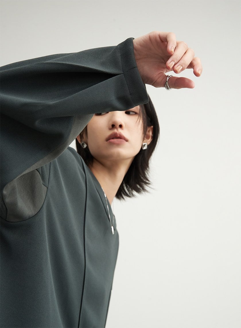 不對稱休閒長袖上衣